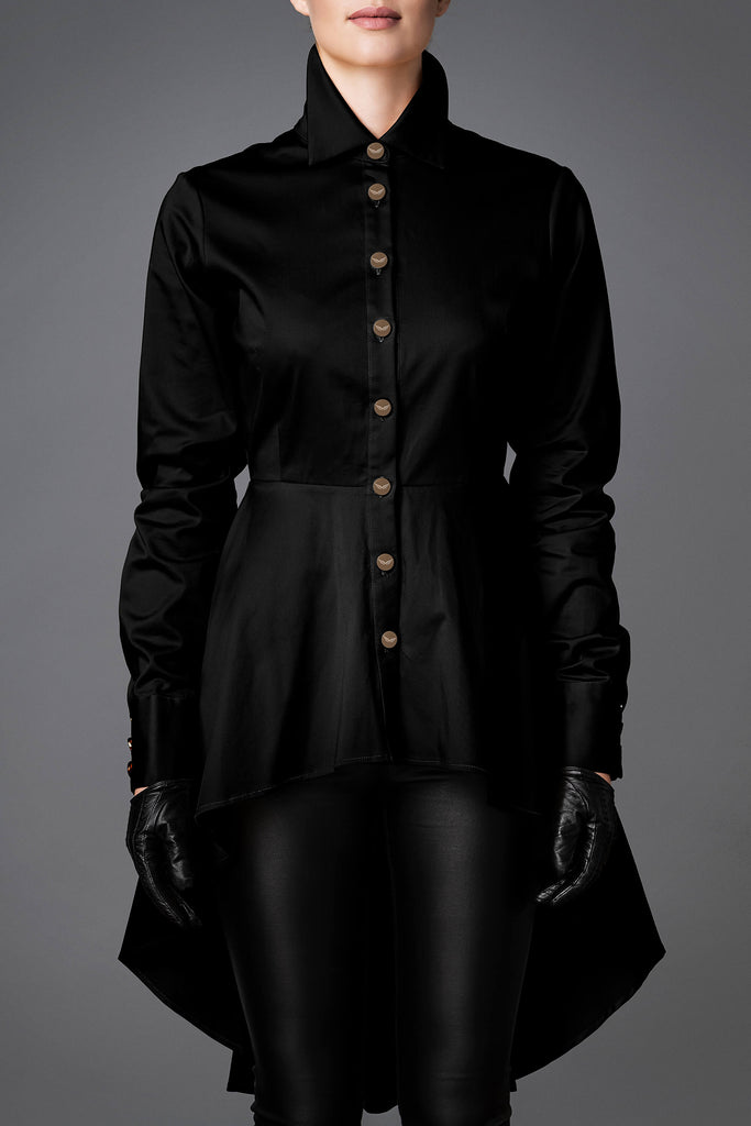 Women's Cotton Shirt - Balance Black