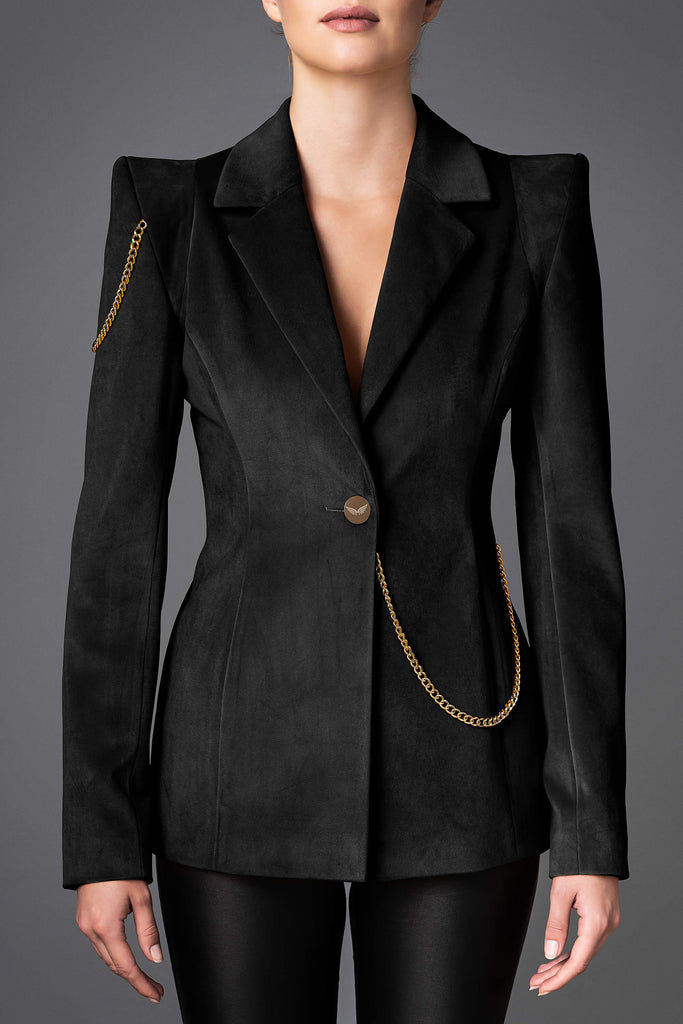 Women's Velvet Jacket - Boldness Black