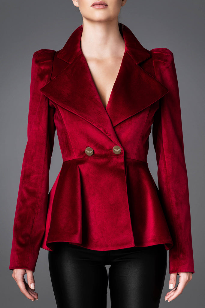 Women's Velvet Jacket - Daring Red