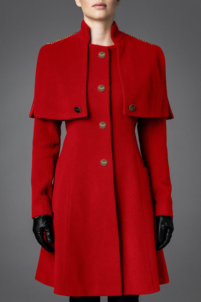 Women's Wool Coat - Harmony Red