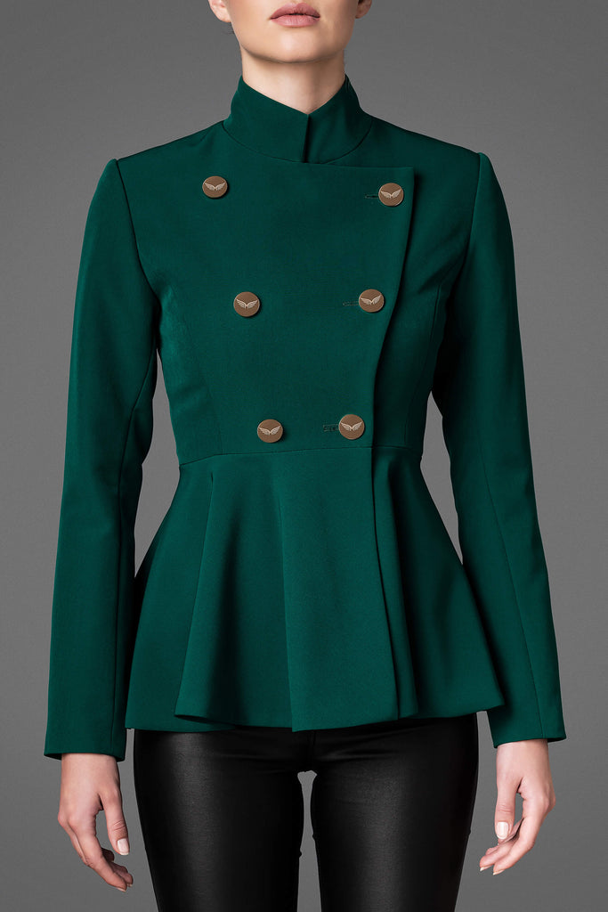 Women's Lightweight Wool Jacket - Serene Emerald Green